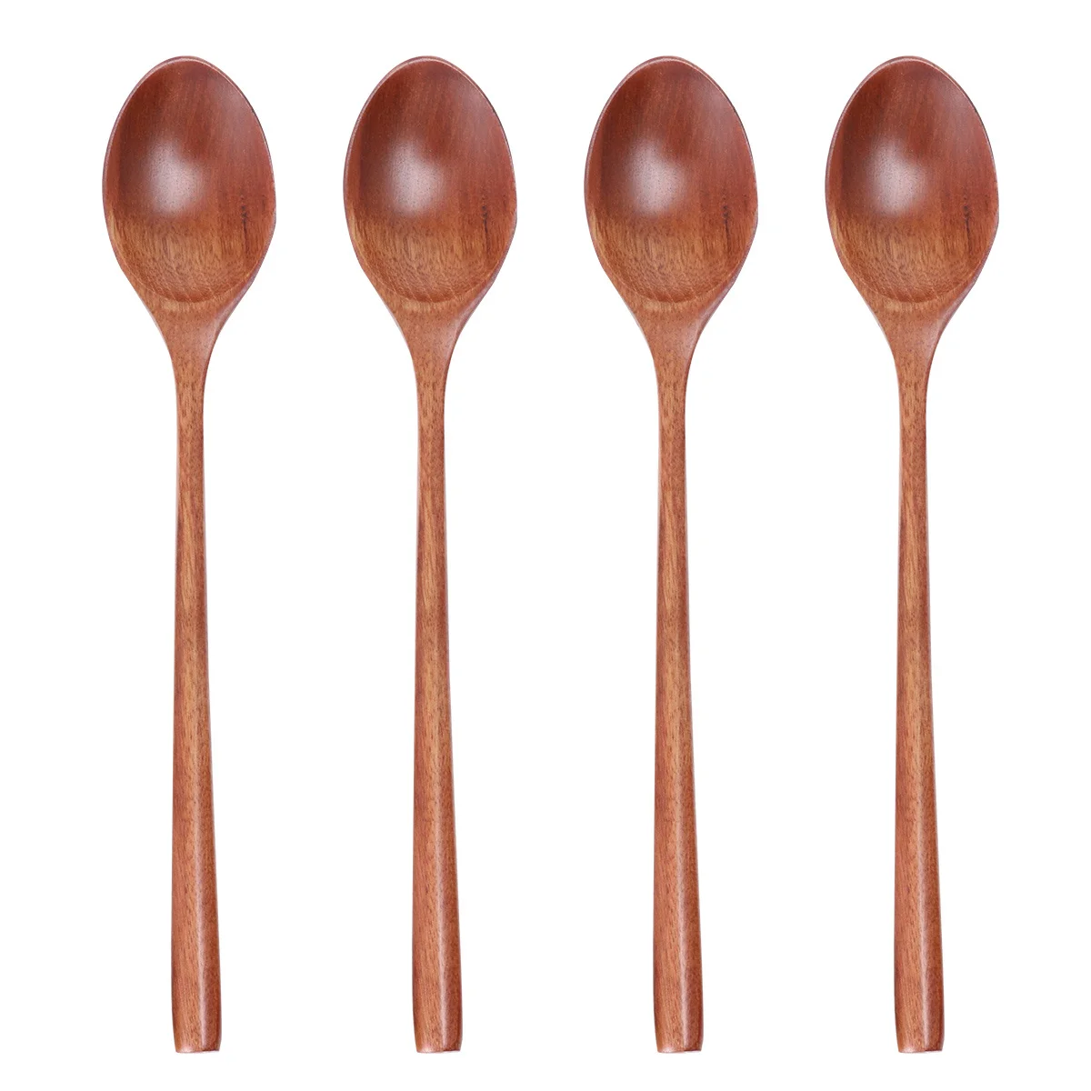 

4Pcs Wooden Spoons Long Handle Stirring Spoons Cooking Mixing Eating Eco Friendly Soup Utensils Home Kitchen Utensils