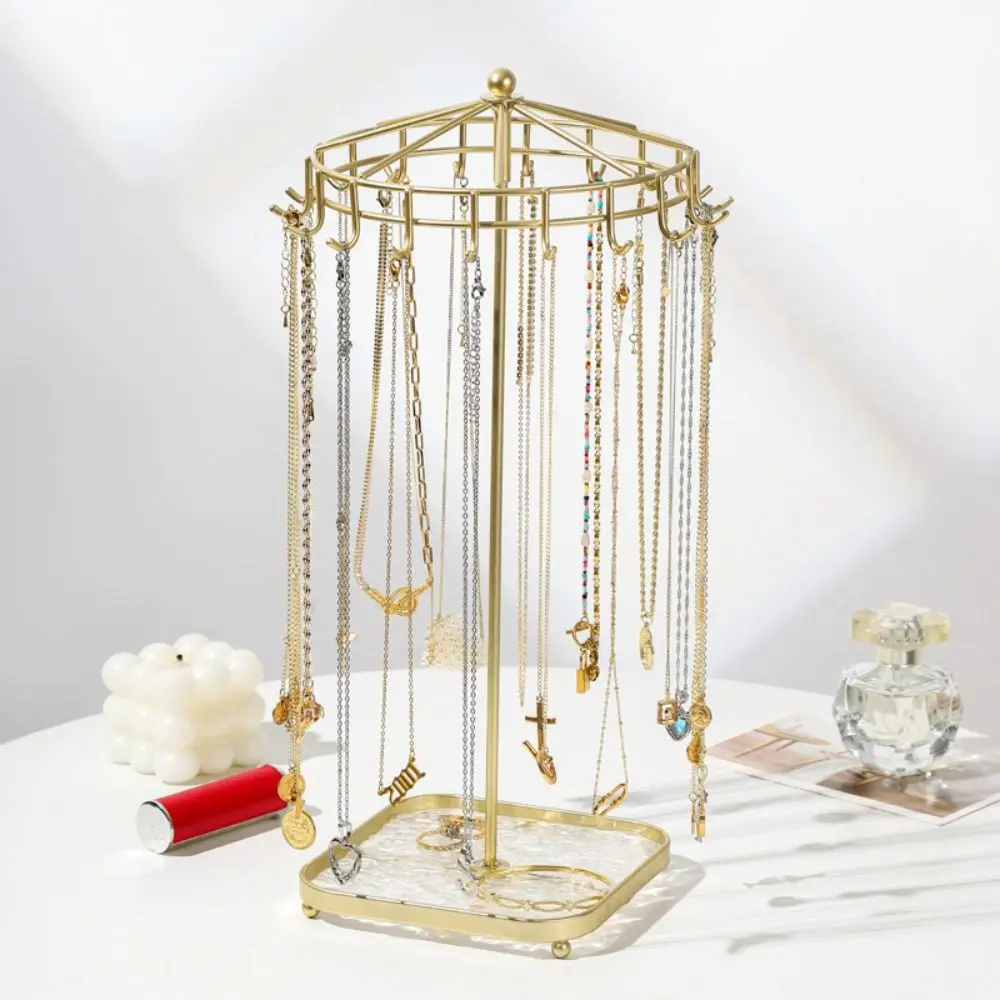 

Trendy Rotatable Desktop Jewelry Rack Detachable Minimalist Jewelry Storage Rack Necklace Earrings Organizer