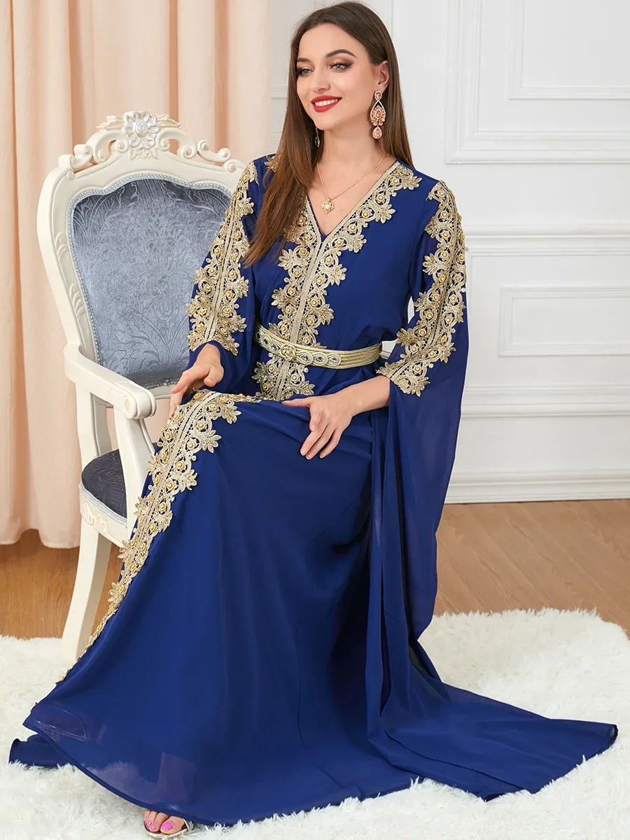 Eid Morocco Party Dress Muslim Women Abaya Dresses Long Sleeve Abayas Dubai Turkey Islam Kaftan Robe Longue Vestidos Largos 2025