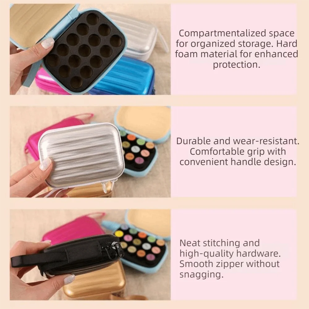 

15 Grids Essential Oil Case Shockproof Tinplate Oils Storage Organizer Moisture-proof Convenient Nail Polish Storage Bag