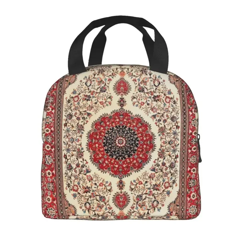 North Persian Antique Rug Insulated Lunch Bag for Waterproof Bohemian Ethnic Kilim Thermal Cooler Lunch Box Kids School Children