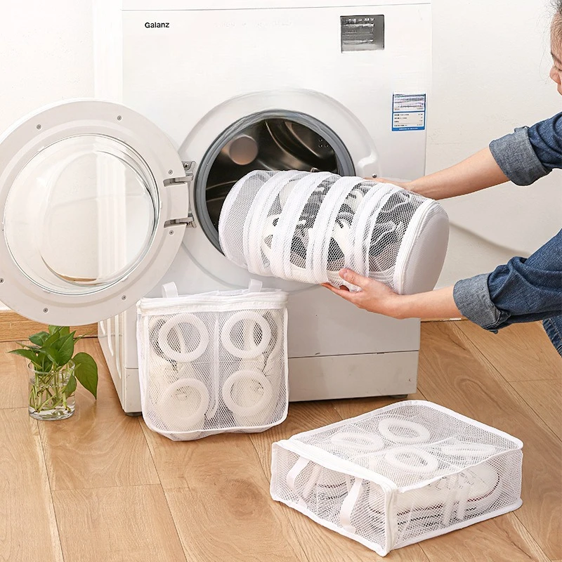 1 bolsa de lavado de zapatos portátil de malla reutilizable, bolsa de almacenamiento de viaje con cremallera, mantiene zapatos y ropa interior limpios y frescos, 1 ud.