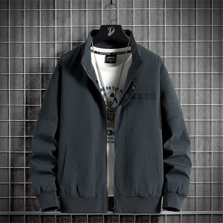 8XL Plus Size Jacket Men Windbreaker Jacket Coat Fashion Casual Solid Color Coats Male Spring Autumn Outerwear Big Size 8XL