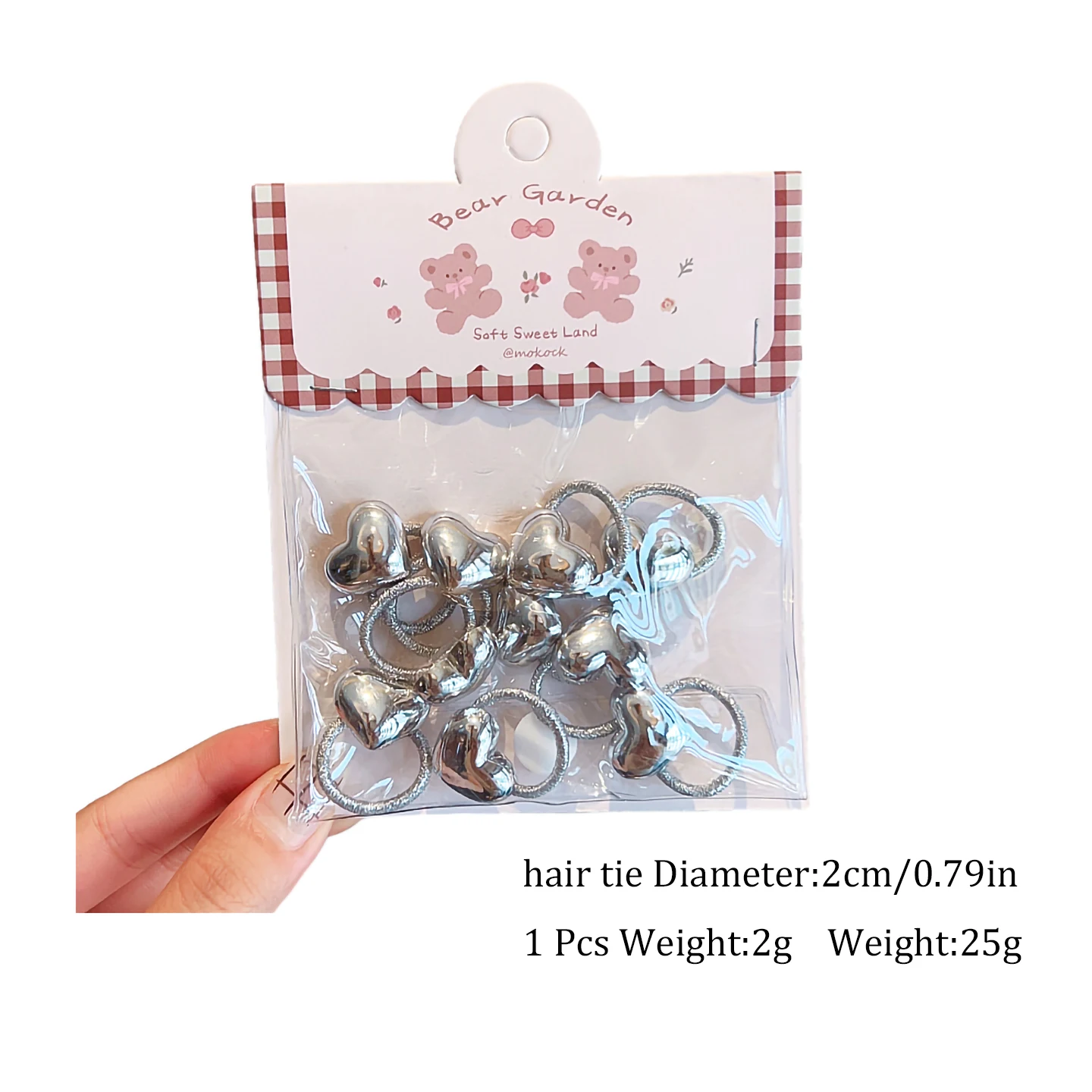 Haargummis mit Perlenmuster für Kinder, niedliche Bären- und Buchstabenmotive, Blumenmuster, elastische Haarbänder, Mädchen-Pferdeschwanz-Halter, süßes Haar-Accessoire für Kleinkinder. – Detail 2