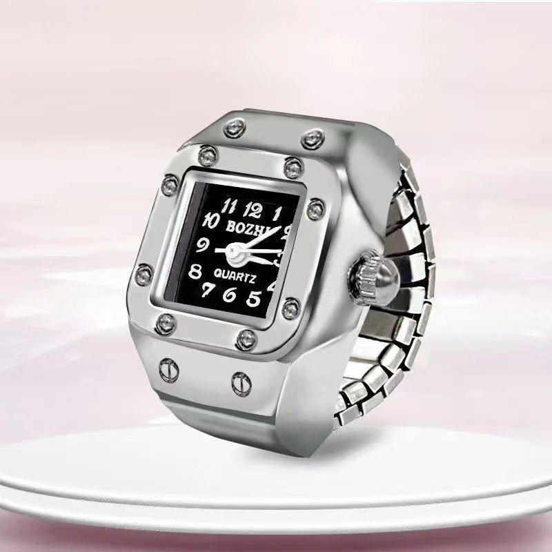 1PC minimalist square fashion punk watch ring watch versatile niche couple finger watch mini hour