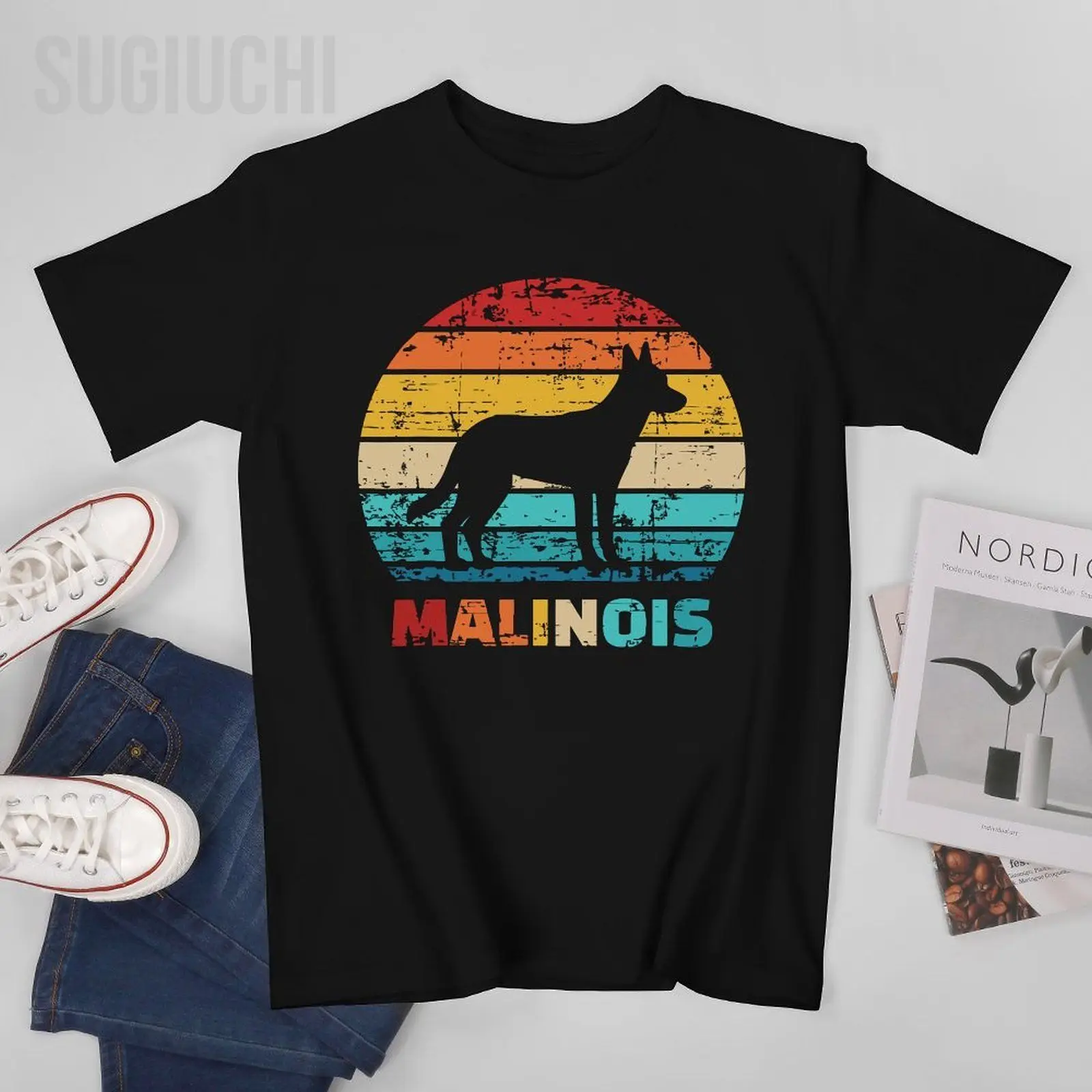 Unisex Men Vintage Belgian Malinois Dog Tshirt Tees T Shirts Women Boys 100% Cotton T-Shirt