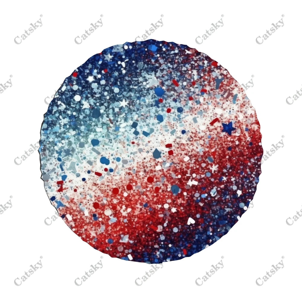 American Flag Splatter Splash Polyester Universal Spare Wheel Tire Cover Wheel Covers for Trailer RV SUV Truck Camper