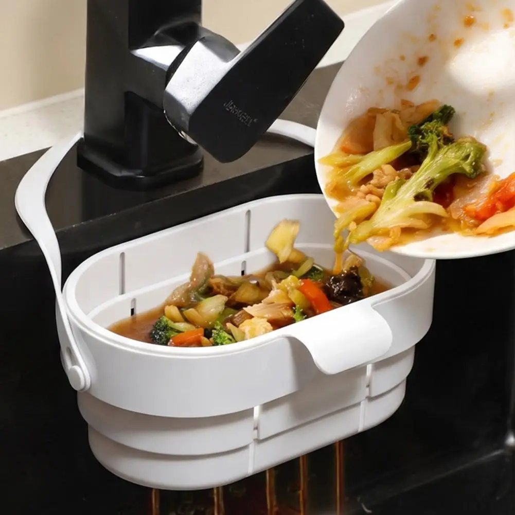 Hanging Sink Colander Foldable Sink Drain Basket Stretchable Kitchen Colander Space-saving Hanging Food Strainer for Fruits