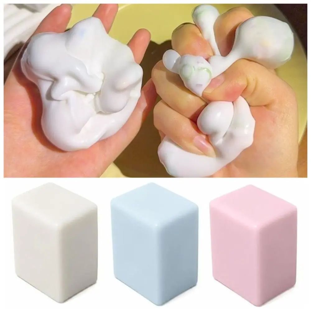 Crunchy Tofu-Shaped Squeeze Crackling Building Blocks Realistic Food Pinch Hand Relax Kneading White Square Squishy