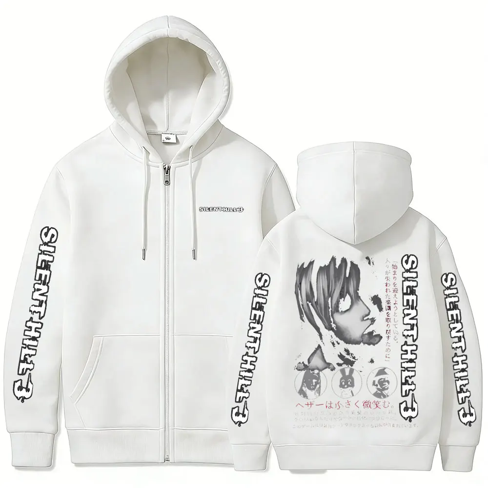 Horror-Spiel Silent Hill Zipper-Hoodie Herrenmode Lässige Vintage-Reißverschlussjacke Unisex Gothic Rock Oversized Zip-Up-Sweatshirt – Detail 7