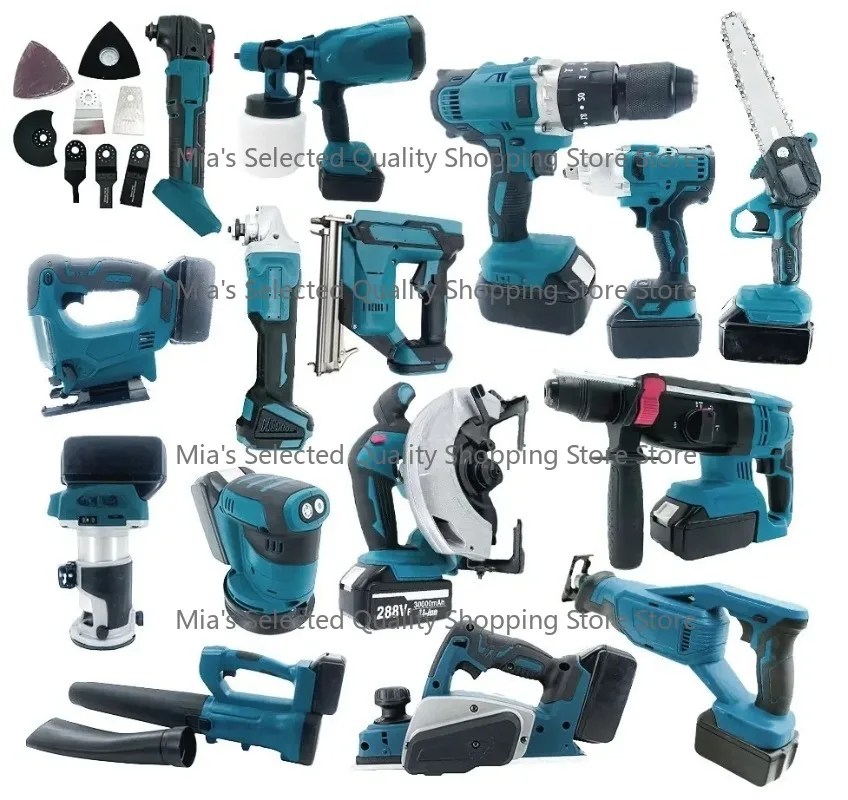 15-Piece Power Tools Set Brushless Cordless Drill Electric Hammer Drill Angle Grinder in Hard Case