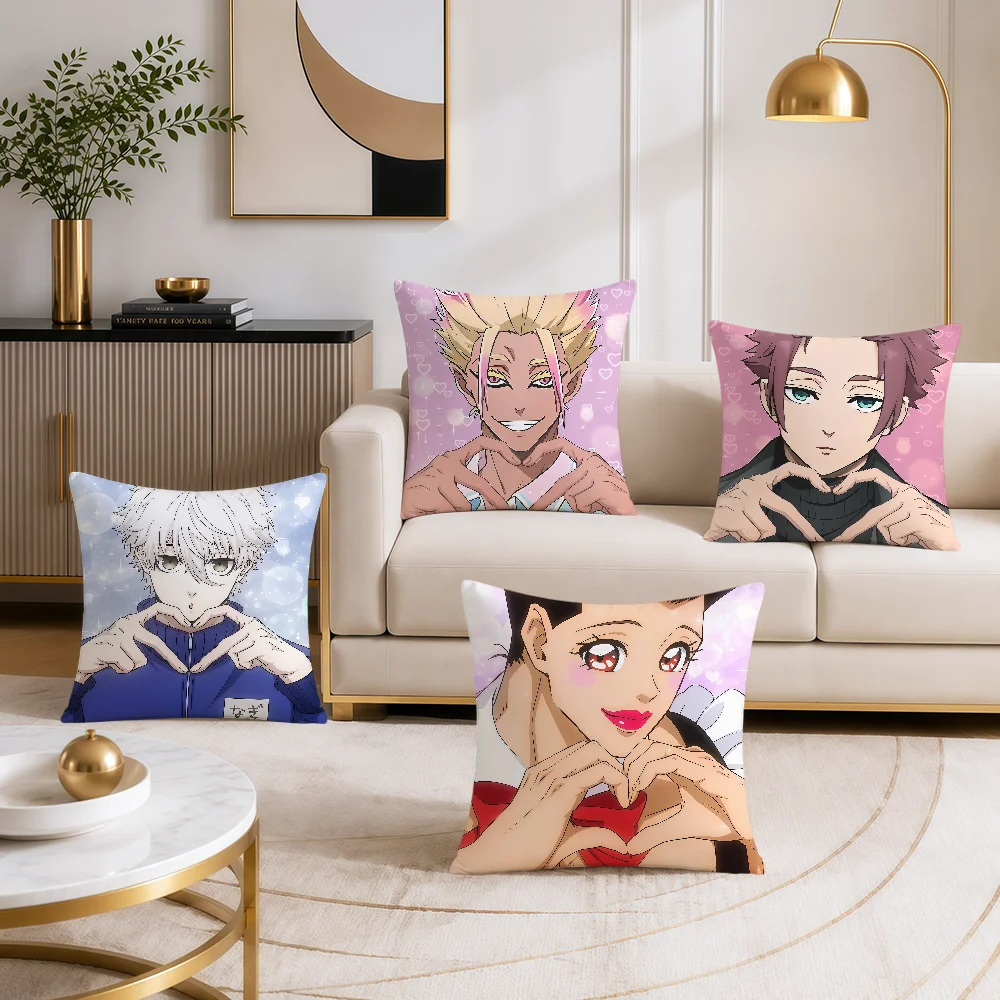 Fun Anime Cute Love Heart B-Blue L-Lock Cushion Cover Soft Pillowcase Sofa Living Room Home Decor Party Hogar Pillowcover