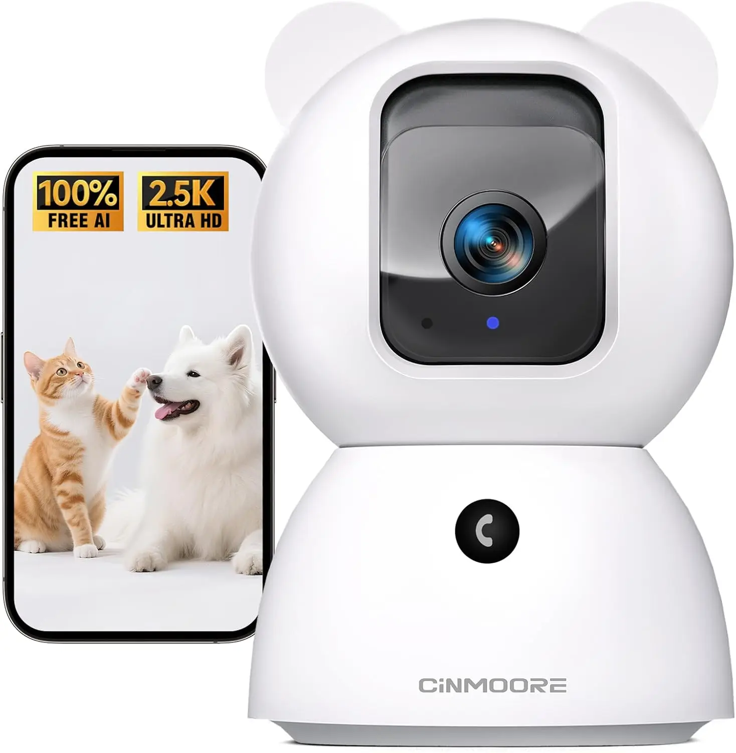 

2.5K Indoor Security Camera, 4MP AI Person/Pet/Cry Detection, Pan-Tilt WiFi Camera with App, 2-Way Audio, IR Night Vision