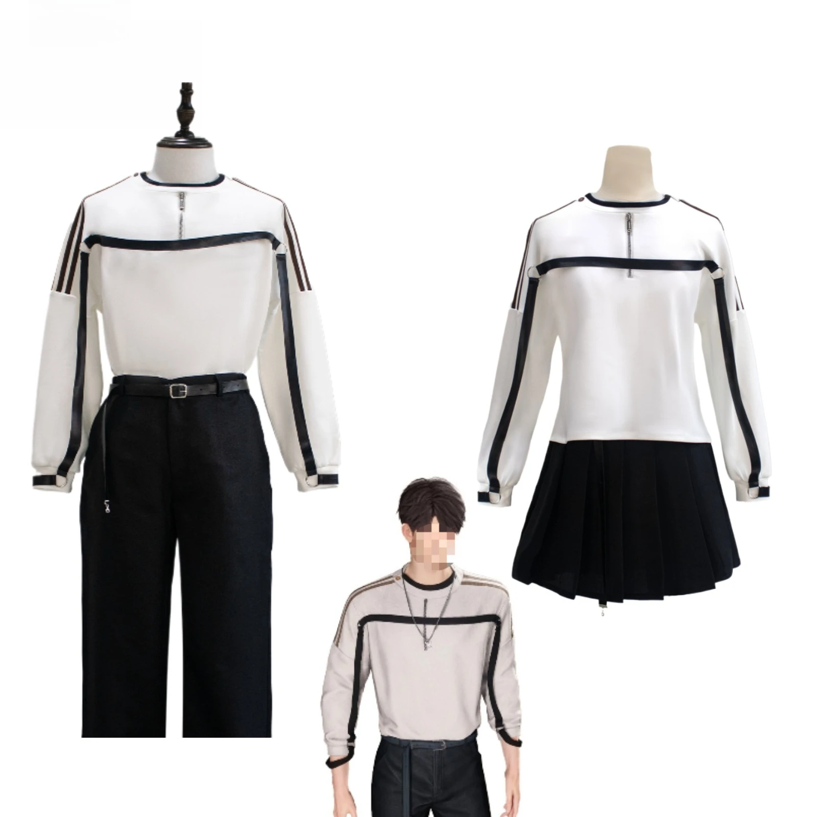

Autumn Casual Wear Set Women Long Sleeve Top+Pants/Skirt Cotton Loungewear Home Wear Hunter Character Cosplay Inspiration Outfit