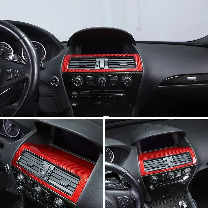 

Soft Carbon Fibre Car Central Air Outlet Vent Panel Cover Trim Sticker For BMW 6 Series M6 E63 E64 2004-2010 Car Accessories