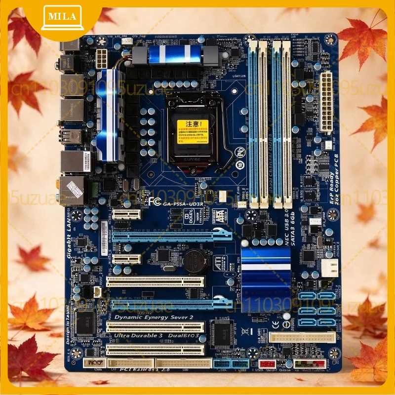 Used For Gigabyte GA-P55A-UD3R LGA1156 ATX Mainboard P55 DDR3 SATA3 USB3.0 Need Independent Graphics Card