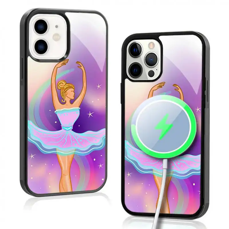 Exquisite Delicate Ballerina Case For iphone 11 12 13 14 15 Plus Pro Max Mirror Acrylic For Magsafe Wireless Charging