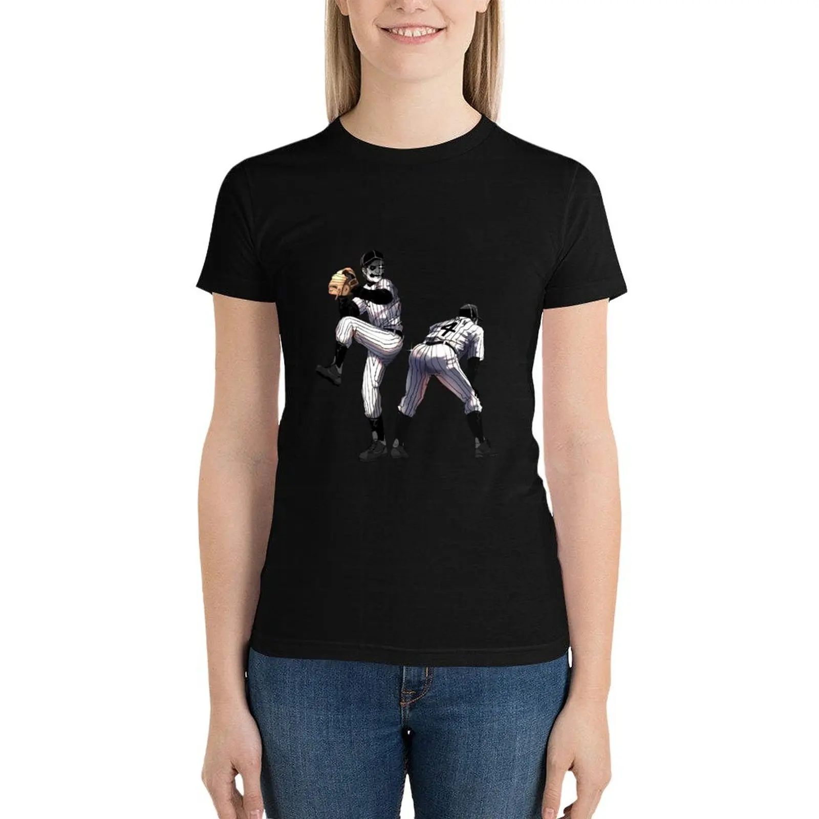 

silly satanic pope plays baseball T-Shirt Blouse tops hippie clothes womans clothing