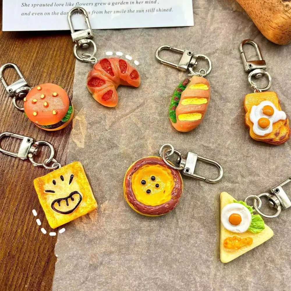 Unique Bag Pendant Simulation Food Keychain Car Keychains Bread Food Series Pendant Charms Cute Burger Keychain Women