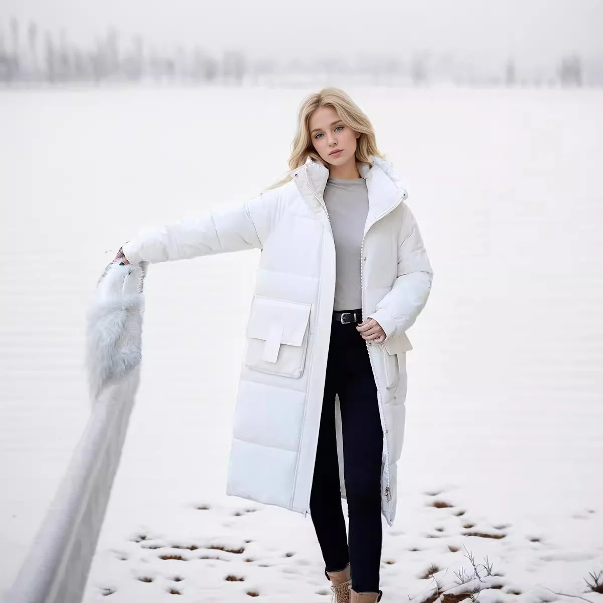 Giacca invernale da donna Parka Cappotto lungo Parka con cappuccio Cappotti Giacca imbottita da neve calda Giacca da donna in puro cotone di colore per donna