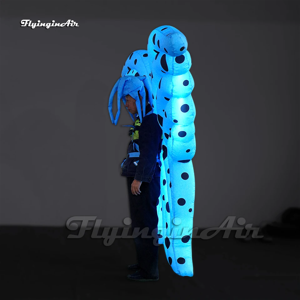 Stage Performance Walking Inflatable Butterfly Costume Parade Suit Blue Blow Up Glowing Wings For Catwalk And Concert Show