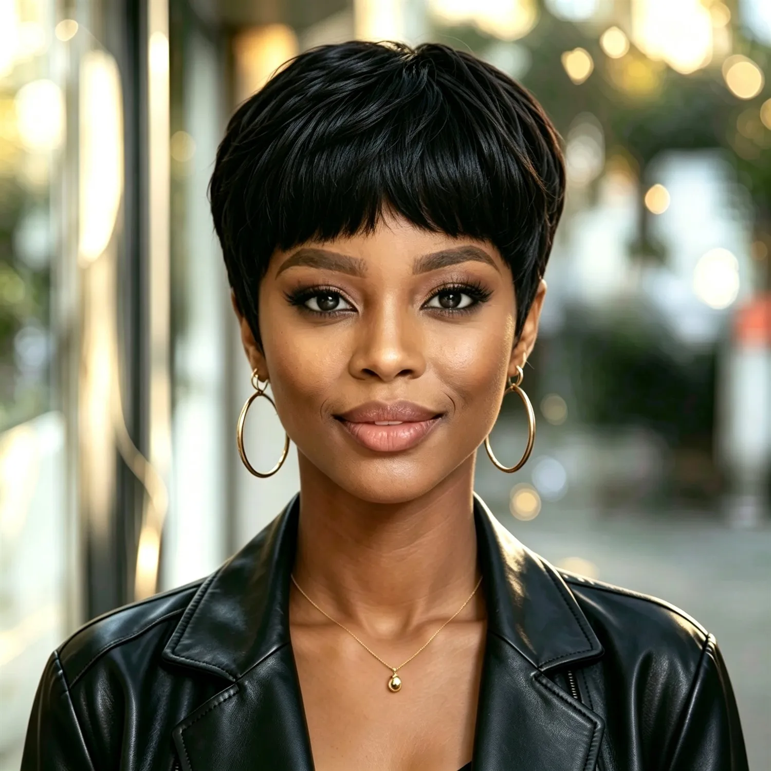 Short Bob Wig 10 Inch 1B Natural Black For Women Heat Resistant Synthetic Wig