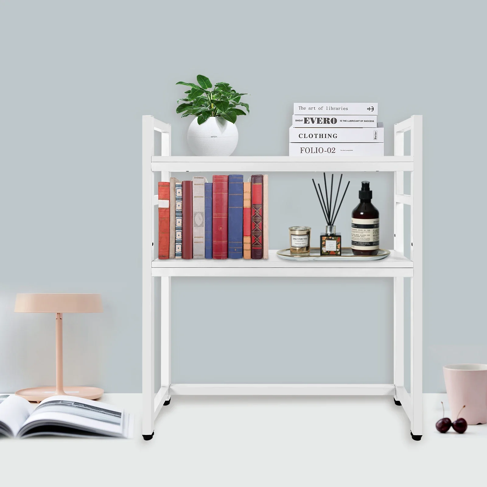 2 Layerssktop Computer Bookcase Display Shelf for Home Office Workers