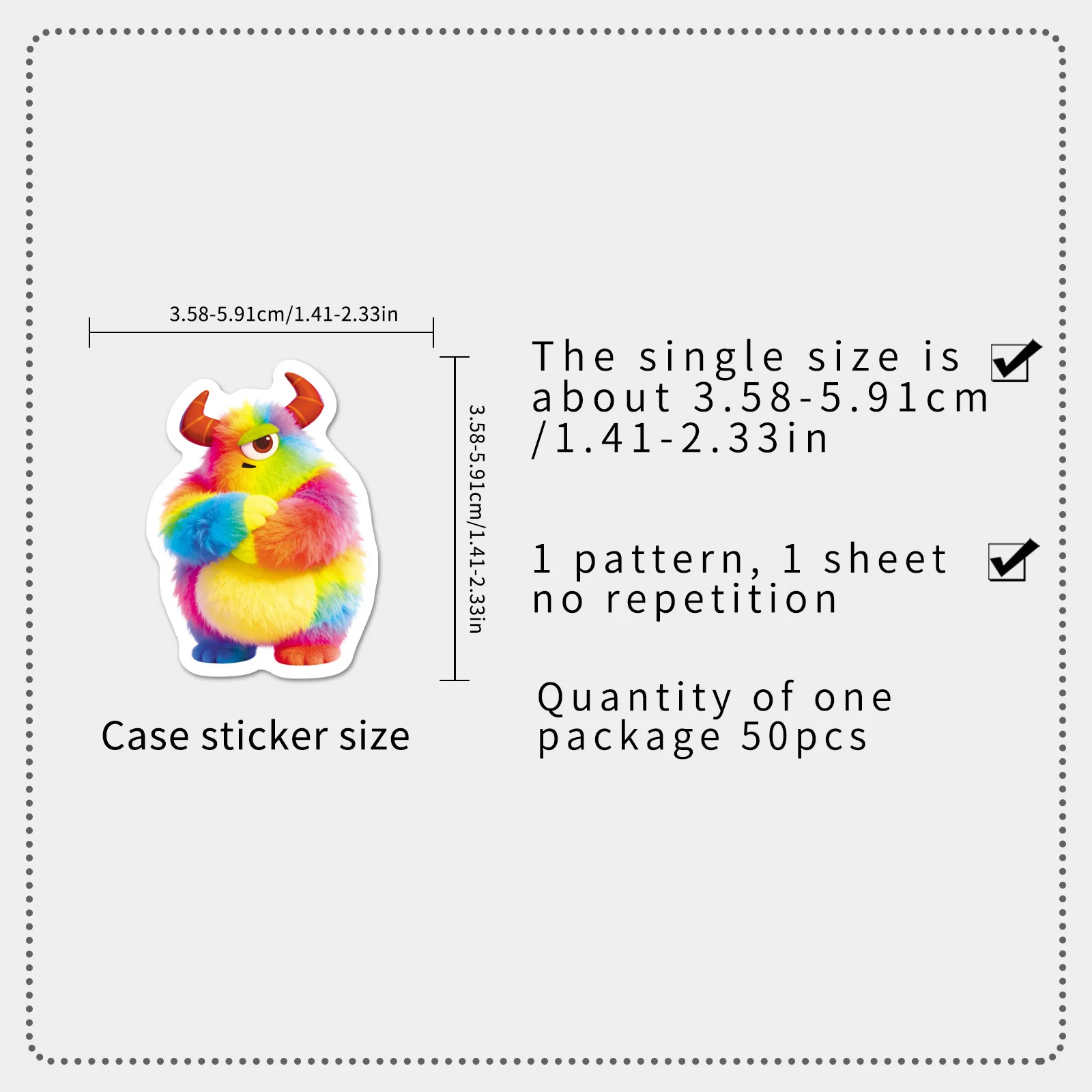 50 Pcs Rainbow Little Monster Stickers Cartoon  Dopamine Waterproof Vinyl Decals for Notebook Stationery Laptop Gift