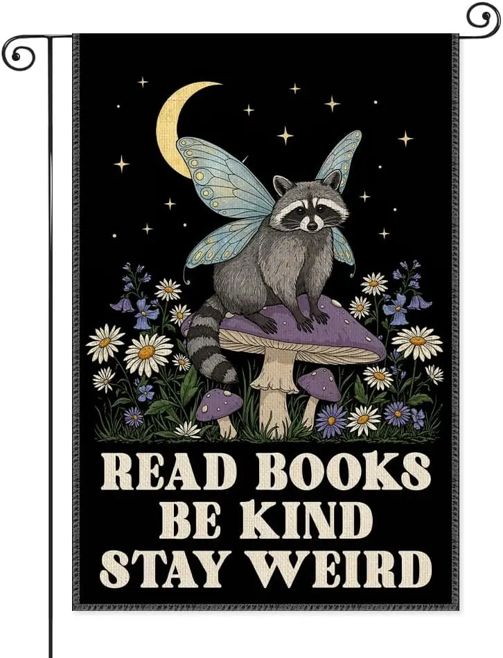 Read Books Be Kind Stay Weird Garden Flag, Double Sided Yard Outdoor Lawn Porch Reading Room Classroom Decor Banner, Book Cl llp