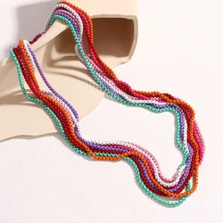 Stainless Steel Boho Candy Color Necklace Chain DIY Basic Women Girls 3mm Choker Link Green/Pink Box Chains Jewelry Accessories