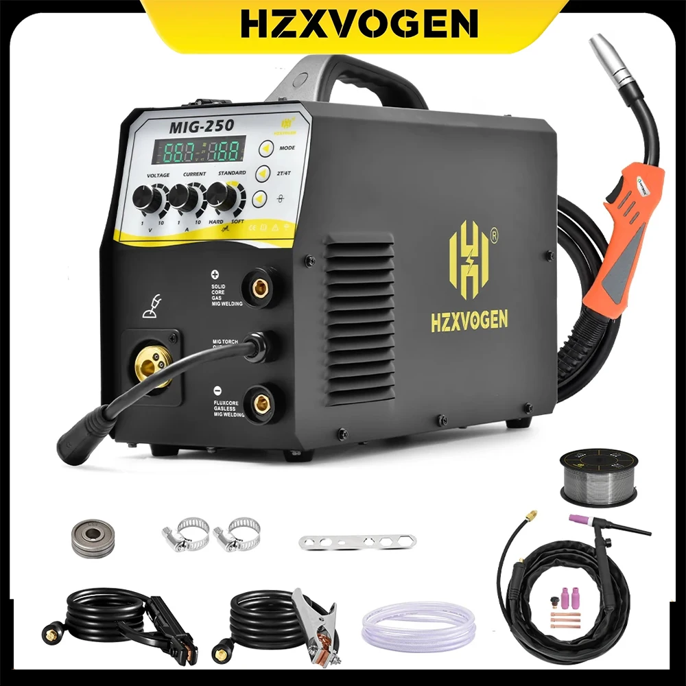 HZXVOGEN 220V Semi-automatic Welding Machine 4 IN 1 MIG/TIG/ARC Welding Semi-automatic Without Gas 2T/4T IGBT Inverter Stick