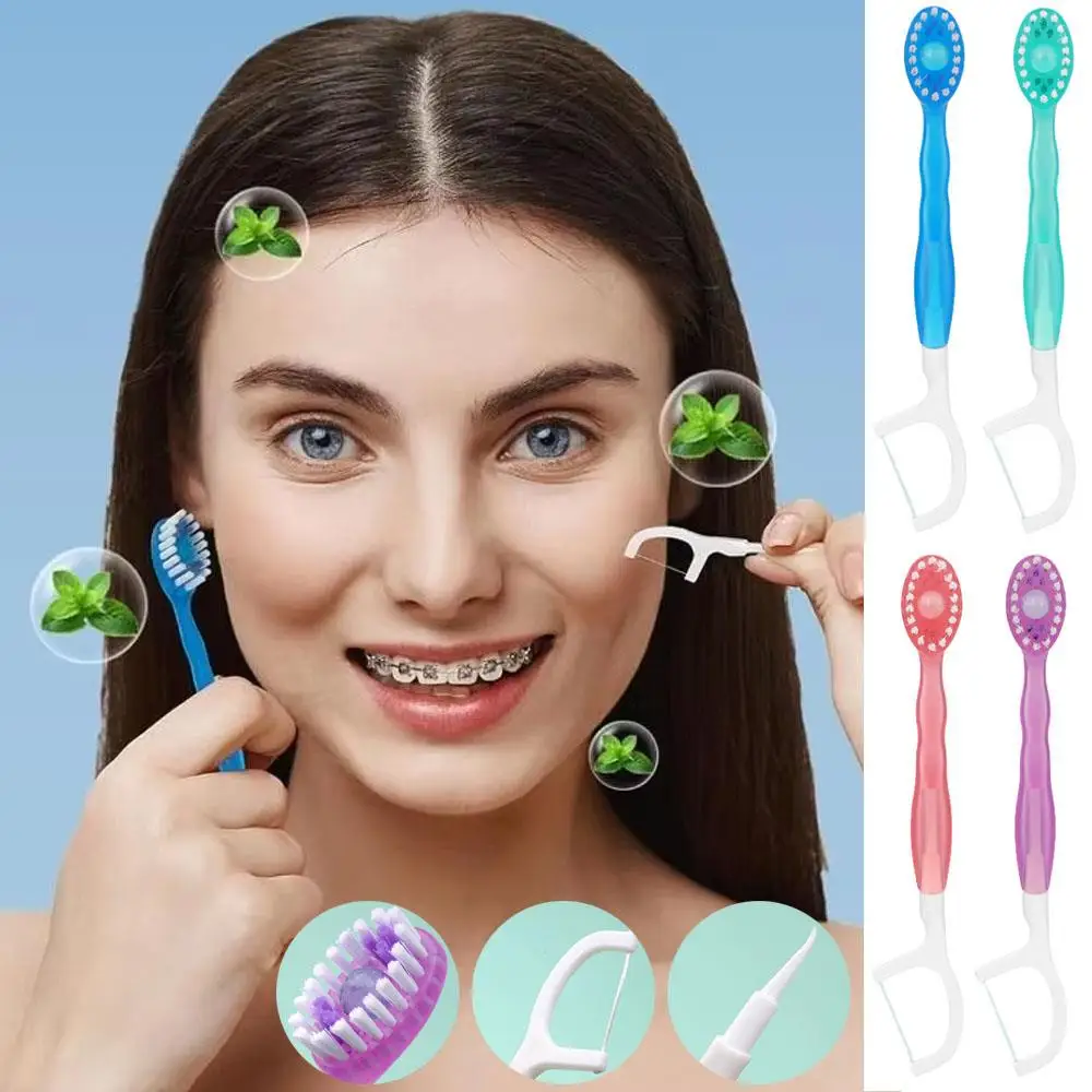 10pcs/pack Travel Toothbrushes Kit All-in-one Dental Floss Toothpick Toothbrush Freshener Beads Disposable Toothbrush Products