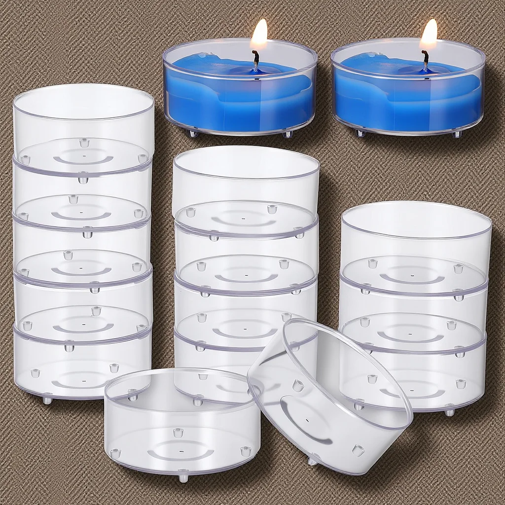 

Clear Plastic Holder 100Pcs Tealight Cup for DIY Mold Home Party Church Temple Use