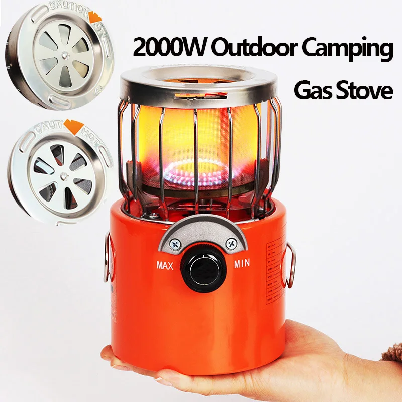 2 in 1 Portable Propane Heater 2000W Outdoor Camping Gas Stove High Efficiency Heating Stove for Winter Ice Fishing Hiking