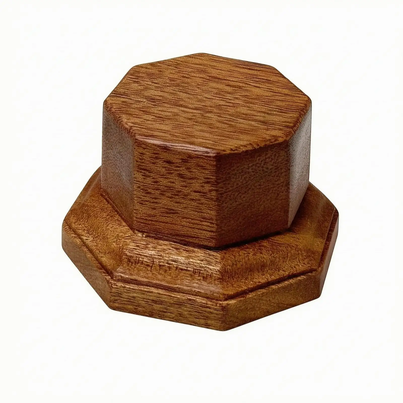 Octagonal Wood Display Pedestal | Stepped Two-Tier Construction, Stable Flat Bottom, Wood Display Stand, for Tabletop