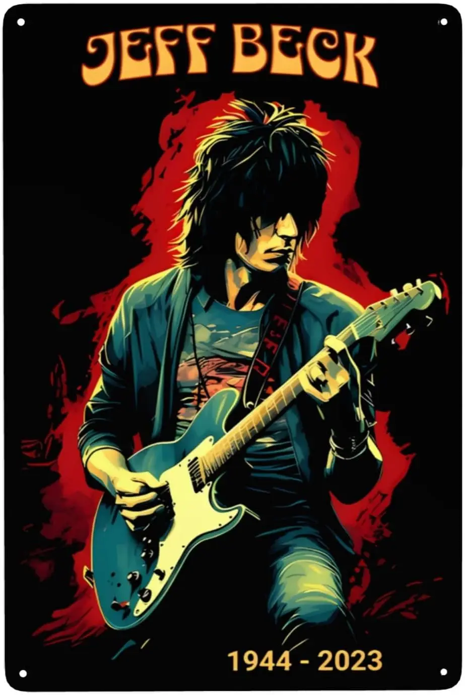 Jeff Beck Metal Tin Sign Vintage Metal Poster Home Bar Cafe Bedroom Wall Decor Gifts 8x12 Inch