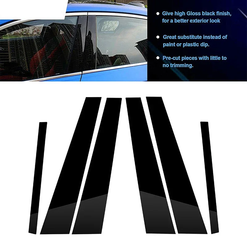 6pcs Pillar Posts For BMW 7-Series F01 F02 2009 2010 2011 2012 2013 2014 2015 Car Door Window Trim Cover BC Column Trim Stickers