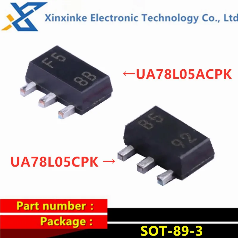 

10PCS UA78L05ACPK UA78L05CPK 78L05 SOT-89-3 5V 100mA Marking：F5 B5 Linear Voltage Regulators Power Management ICs