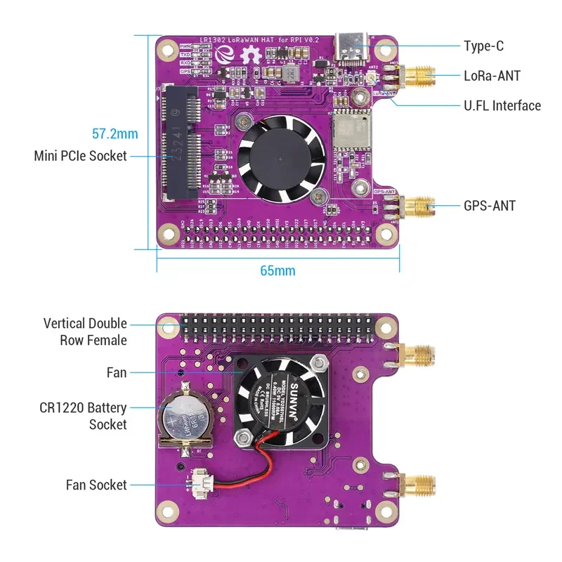 Imagem -05 - Chapéu Lorawan Lr1302 868m 915m para Módulo de Longo Alcance Rpi Sx1302 com Antena de Modo Duplo Gps Mais bd Suporte Rpi Séries