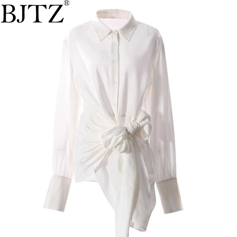 

BJTZ 2025 Spring/Summer New Fashionable Design Sense Niche Bow Tie Tied Long Sleeved Shirt Women's Loose And Slimming Top Trendy