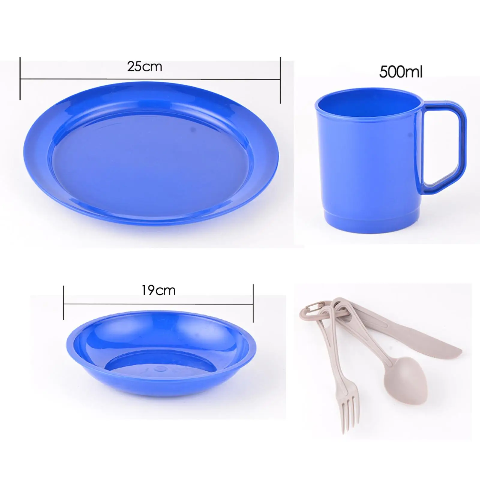 6x Camping Tableware Set Cooking Supplies with Carry Bag 1-Person for Picnic
