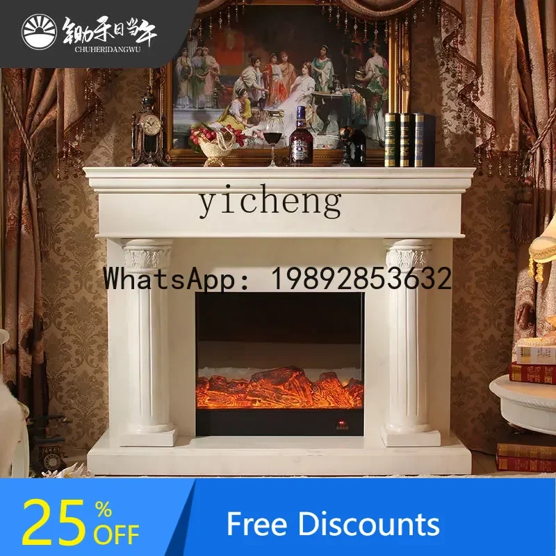 G1 French retro simulation electronic heating fireplace decorative cabinet American medieval marble
