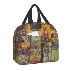 Bolsa de almuerzo con aislamiento térmico para mujer, bolsa de almuerzo con aislamiento térmico Vintage de Tarot, bolsa portátil espiritual de bruja oculta, caja de comida