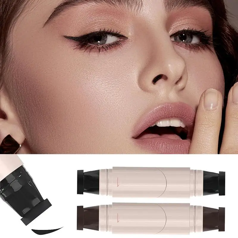 nieuwe eyeliner stempel oog stencil tweekoppige waterdichte langdurige liner potlood pen gemakkelijk make-up cosmetica vrouwen wenkbrauw