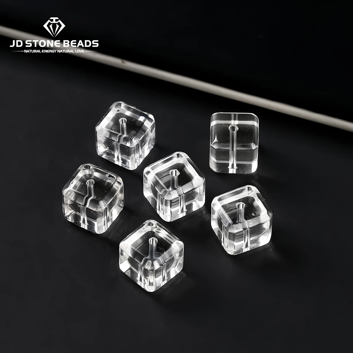 

1 Pc Natural Stone Rock Quartz Carved Square Faceted Shape Bead With Hole for Jewelry Making DIY Necklace Bracelet Accessory