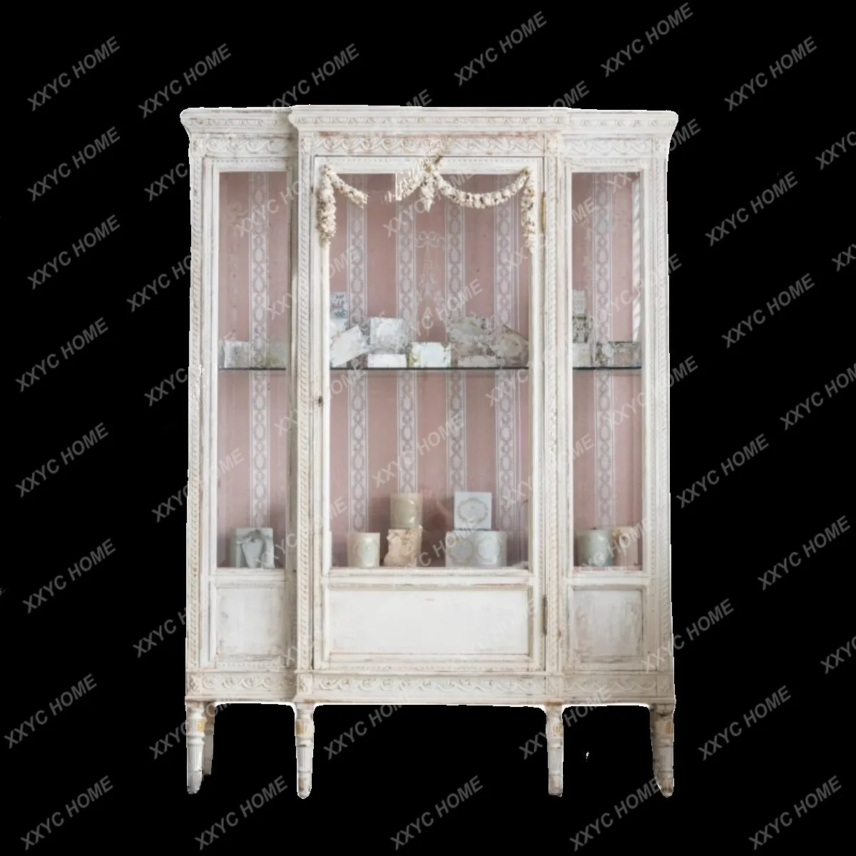 AA retro old solid wood hand-carved princess glass cabinet display outlet