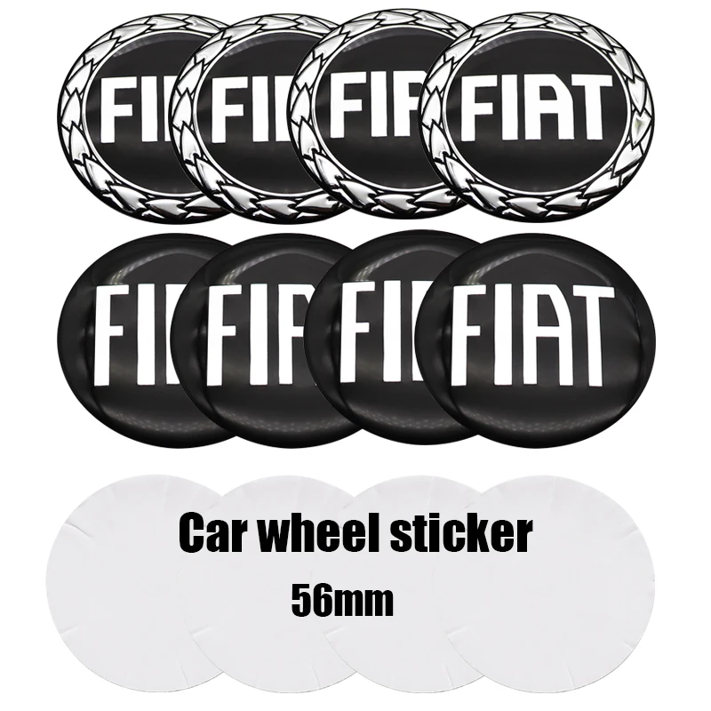 4 قطعة 56 مللي متر أسود ثلاثية الأبعاد شعار السيارة عجلة مركز محور السيارات حافة تجديد الغبار واقية شارة يغطي ملصق التصميم اكسسوارات لشركة فيات #1