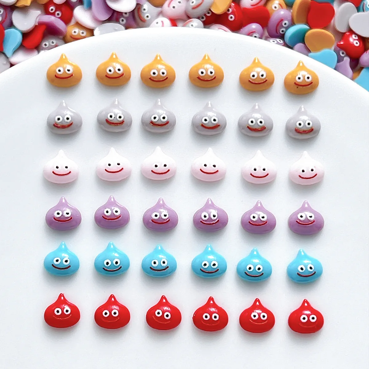30Pcs 0.8mm Cartoon 3D Water Drop Smile Nail Stickers Colorful DIY Nail Art Decoration