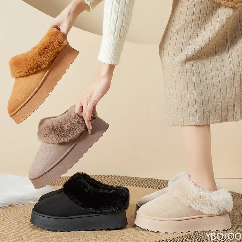 

Зимние модные плюшевые толстые теплые хлопковые сапоги среднего возраста на мягкой подошве и противоскользящие женские хлопковые сапоги