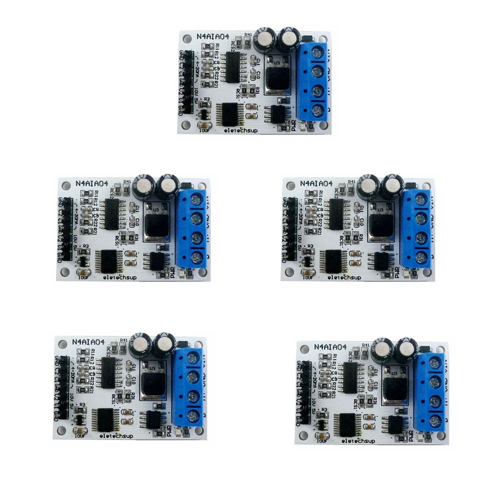 5PCS 4-20MA/0-20MA/0-5V/0-10V 4ch Voltage Analog Acquisition RS485 Modbus RTU ADC Module